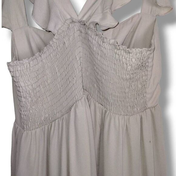 MuMu Womens‎ June Maxi Dress Size Large Beige Chiffon Princess core Wedding Prom - Picture 5 of 14